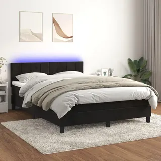 vidaXL Boxspringbett mit Matratze & LED Schwarz 140x190 cm Samt