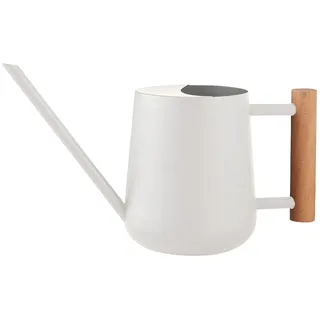 LanQii 1L Gießkanne, Indoor Giesskanne Edelstahl Gießkanne, (1000 ml) 35oz Gartengießkanne für Pflanzen im Innen- und Außenbereich, Bonsai mit langem Ausguss und Holzgriff, Weiß