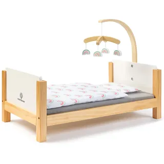 Musterkind MUSTERKIND® Puppenbett »Barlia, weiß/natur« mit Mobile, weiß