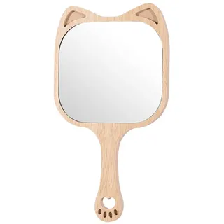 QEDBOJE Handspiegel mit Griff, Holz, Multifunktion Friseurspiegel Reisespiegel für Tägliche Damen Make-up, Haare schneiden, Rasieren, Gesichtspflege (Quadrat)