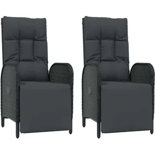 VidaXL 319892, Terrasse, Gepolsterter Sitz, Polyrattan, Stahl, Schwarz, 570 mm, 625 mm - Schwarz