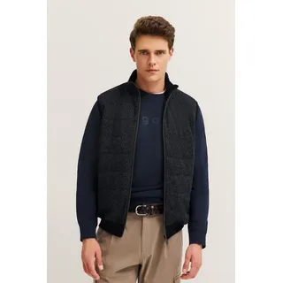 Sweatweste BUGATTI "Regular Fit", Herren, Gr. XL, blau (390, marine), 100% Baumwolle, unifarben, regular fit, ohne Ausschnitt, Westen Sweatweste, mit Stehkragen und aus reine Baumwolle