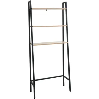Mendler Standregal HWC-K82, Badregal Waschmaschinen-Regal Leiterregal, Industrial Metall Holz 155x64x25cm - natur