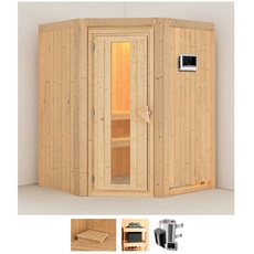 Bild von Sauna »Nanna«, (Set), 3,6-kW-Plug & Play Ofen mit externer Steuerung beige