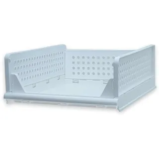 Intirilife Aufbewahrungs Box Organizer für Schrank aus Kunststoff in Weiß - 43 x 33.3 x 14 cm - Faltbarer Aufbewahrungskorb für Schubladen Regale stapelbar Ordnungsbox Kiste Ordnungssystem