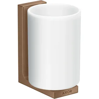 hansgrohe AXOR UNIVERSAL Rectangular Zahnputzbecher, Metall, Glas weiß, 42604310, Farbe: Brushed Red Gold