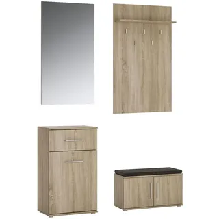 Feldmann-Wohnen Garderobe Gemini Eiche Sonoma 124 / 35 / 127cm 4-teilig , Braun , Holzwerkstoff , Rechteckig , 124x127x35 cm , Garderobe, Garderoben-Sets & Garderoben-Serien, Garderoben-Sets