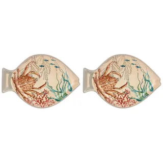 ROSE & TULIPANI MILANO Nador Sea Life Fischteller 33x23 cm mehrfarbig 2er Set