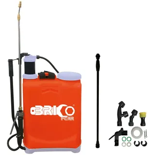 Handsprühgerät, 16 Liter Fassungsvermögen mit ausziehbarer Anti-Korrosions-Lanze und Kunststoff-Lanze – Bricoferr, Orange und Grau