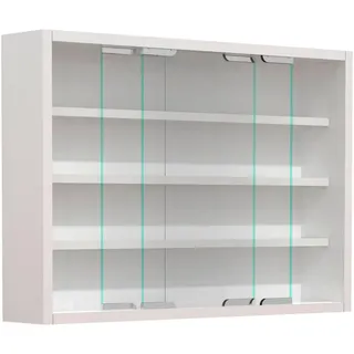 Mid.you Hängevitrine , Weiß , Holzwerkstoff , 3 Fächer , 57x40x10 cm , hängend , Wohnzimmer, Wohnwände, Hängeelemente