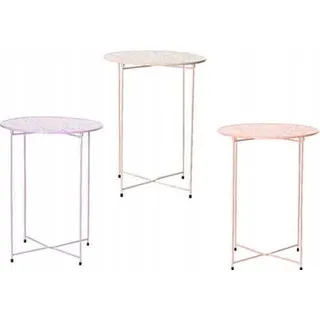 Runder Garten-Couchtisch aus Metall 62x46,5 cm - Rosa, Violett, Koralle