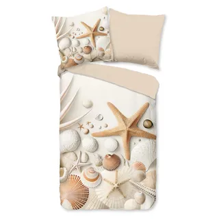 Duvet cover Good Morning 155x220 + 1* 80x80 cm - Beach/starfish - Beige
