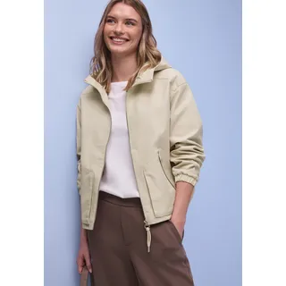 Outdoorjacke STREET ONE, Damen, Gr. 38, powder beige, Web, Obermaterial: 66% Baumwolle, 34% Polyester. Futter: 100% Polyester, unifarben, regular fit normal, elastischer Bund, Jacken Outdoorjacke, mit Kapuze, Topseller