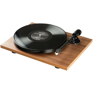 Pro-Ject E1, Plug & Play Einsteiger Plattenspieler mit elektronischer Geschwindigkeitsumschaltung, Auflagekraft und Anti-Skating voreingestellt (AT3600L, Walnuss)