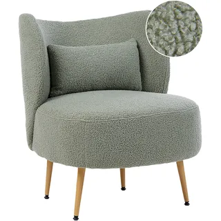 Beliani Sessel Otsby II Bouclé 60 x 76 x 55 cm Grün mit Kissen