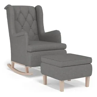 vidaXL Schaukelsessel mit Hocker Hellgrau Stoff
