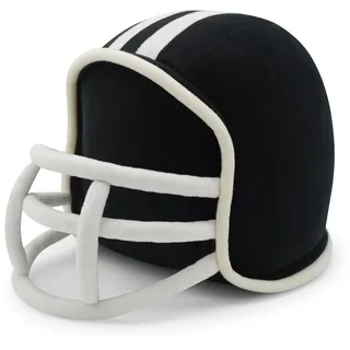 40YARDS American Football Kissen Helm – Weiches Plüschkissen in 3D Helm Form mit Face Mask – Schwarz/Weiß – Kuschelkissen & Football Deko – Tolles Footballgeschenk