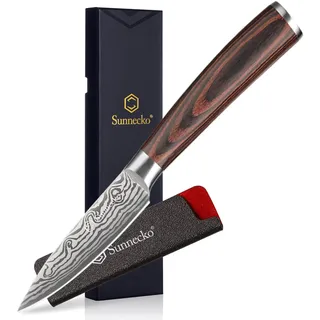 Sunnecko 9cm Gemüsemesser Obstmesser, Klein Küchenmesser mit Ergonomischem Griff, Schälmesser aus Hochwertigem Edelstahl, Scharfe Klinge Allzweckmesser, Fruit Knife