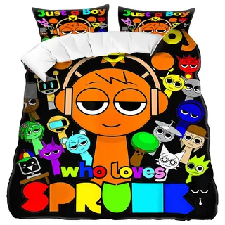 WlsqDE Spunki Bettwäsche, Spunki Bettwäsche 135x200, Anime Bettwäsche-Sets, Anime Bettbezug, Cartoon Kissenbezug 50X75cm 2 Teilig, für Fans