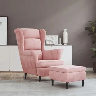 Best Möbel Ohrensessel mit Hocker Rosa Samt Fernseh- & Relaxsessel CHYDE396994 - Rosa
