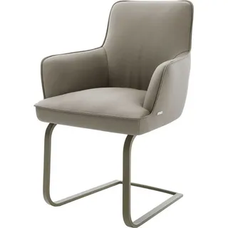 DeLife Heira-Flex mit Armlehnen Freischwinger flach Effektfinish Titan Taschenfederkern,