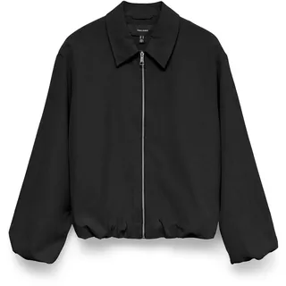 Blouson VERO MODA "VMNOVA SHORT JACKET", Damen, Gr. M, schwarz, Web, Obermaterial: 96% Polyester, 4% Elasthan, unifarben, normal normal, Jacken Blouson, mit Reißverschluss