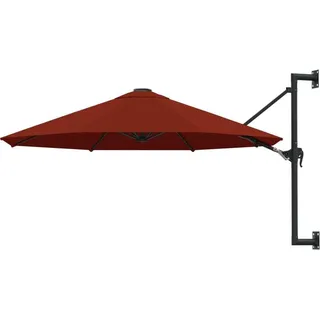 The Living Store Sonnenschirm Wandmontage mit Metallmast 300 cm Terracotta-Rot - Braun