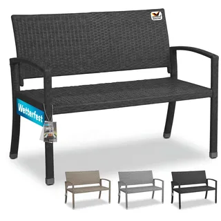 Polyrattan Gartenbank Schwarz 122x58x87cm