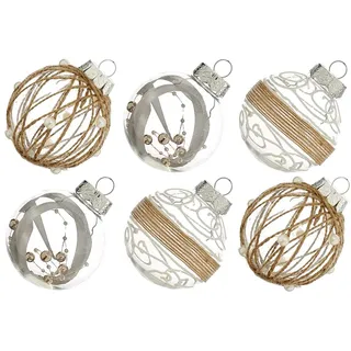 XmasExp Weihnachtskugeln, 70 mm, Beige, bruchsicher, transparent, Glitzer, 12 Stück, für Weihnachten, Verlobung, Hochzeit