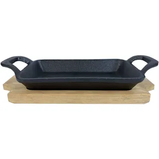 All Grill Gusspfanne mit 2 Griffen mit Holzuntersetzer Grillzubehör Kochen