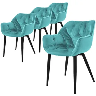 ML-Design Esszimmerstuhl Samt Petrol 4er Set