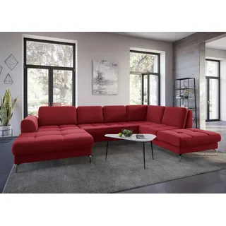 Wohnlandschaft SIT & MORE "Bendigo U-Form", rot, B:332cm H:84cm T:226cm, Sofas, Wohnlandschaft, inklusive Sitztiefenverstellung, Bodenfreiheit 12 cm, in 2 Fußfarben