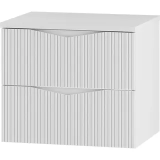 Badezimmer Waschtischunterschrank mit 60 cm Breite in weiß mit gerillter Front, 2 Schubladen - CALURI-140