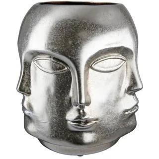 Gilde Vase Blumenvase aus Keramik - Gesichtsvase wasserdicht Europäische Herstellung - Farbe: antik Silber Höhe 23 cm