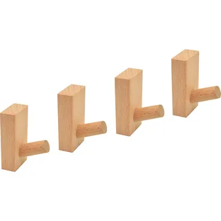 Set mit 4 stabile Kleiderhaken für Jacken und Taschen (Buchenholz)