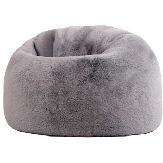 I.C.O.N. icon Kingston Sitzsack Kinder, Hellgrau, Flauschiger Kunstpelzstoff, Sitzsack Flauschig mit Füllung, Bequemer Kinder Sessel, Kuschelsessel, Lese Sessel, Schlafzimmer, Kinderzimmer, Spielzimmer