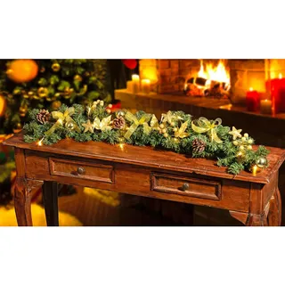 Buri LED Tannengirlande beschmückt Weihnachtsgirlande künstlich Tischdekoration