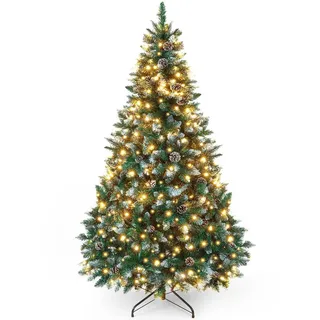 Yorbay Künstlicher Weihnachtsbaum mit Beleuchtung Weiß 150 cm