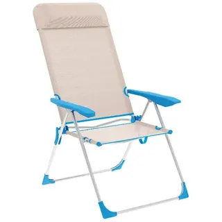 Marbueno Summer 10175 69x58x109 Cm Aluminium Mehrfach Verstellbarer Klappstuhl - Beige / Blue - 69x58x109 cm