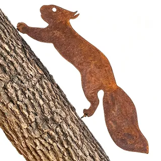 Eichhörnchen Herbstdeko Draußen,Rostige Gartendeko Rost Deko Baumstecker | Rostiges Eichhörnchen zum Schraube in Holz, Gartenstecker Rost Rostige Gartendeko Eichhörnchen Rost Deko Baumstecker