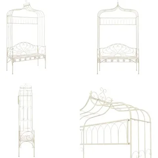 vidaXL Gartenbank 122 cm Eisen Antik Weiß - Gartenbank - Gartenbänke - Außenbank - Außenbänke - Weiß