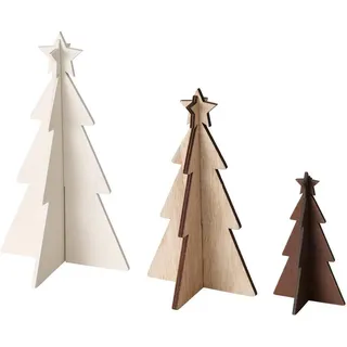 Tannenbäume Karl 12-25 cm, 3er-Set , Multicolor, Weiß , Holzwerkstoff , 25 cm , Dekoration, Weihnachtsdekoration, Christbäume & Zubehör