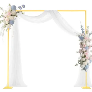 VEVOR Bogenständer, 2,4x2,4 m, Hochzeitsbogen, quadratischer goldener Metall-Bogen-Hintergrundständer für Hochzeiten, Geburtstagsfeiern, Abschlussfeiern, Feiertage und Zeremoniendekoration