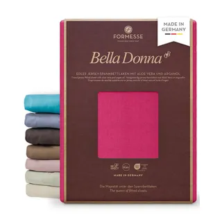 Bella Donna Jersey edles Spannbettlaken: Blickdicht, glatt, kein Pilling | FORMESSE Farbe Magenta; 180x190-200x220cm, bis 30cm; 97% Baumwollzwirn, 3% Elastan; Aloe vera&Arganöl, intensive Farben