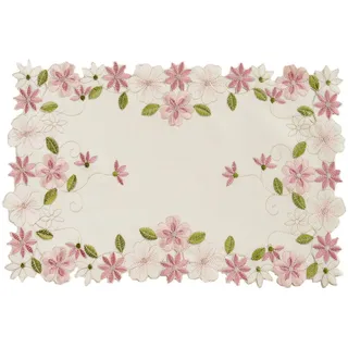 2Stück Blume bestickte Tischsets, süße rosa Blumen Tischsets, Vasenauflagen für den Heimgebrauch Küche und Esszimmer Hochzeit Party Dekoration, 28 x 43cm (rosa Blume, rechteckig)