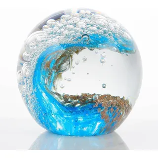 Eachave Briefbeschwerer Glaskugel, Handgefertigte Glasfiguren Kugel Ozeanwellen, Wohnkultur Sammelobjekt, Aquarium Dekor, Büro Dekor für Ozeanliebhaber