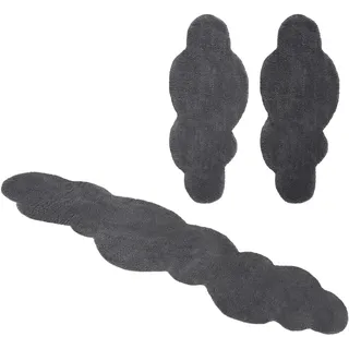 my home Bettumrandung »Microfaser Teppich Magong, besonders weich, sehr feiner Flor« Höhe 25 mm 3 tlg. Wolkenform, uni Bettvorleger, Läufer-Set, Schlafzimmer, Kinderzimmer, grau