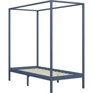 vidaXL Himmelbett-Gestell Grau Massivholz Kiefer 90 x 200 cm - Grau