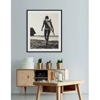 queence Bild »OAKLAND« Bilder von Frauen   Frau   Meer   Meer Bilder   Schwarz-Weiß   Sport   Strand 1 Stk. tlg. HD Premium Poster-Druck inkl. Holzrahmen, grau