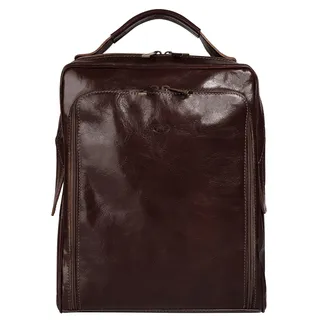 Cityrucksack PIKÉ, Damen, Gr. B/H/T: 27cm x 36cm x 7cm, onesize, braun, Leder, Rindsleder, Rucksäcke Cityrucksack, echt Leder, Made in Italy